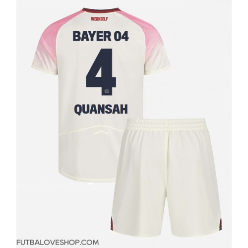 Dres Bayer Leverkusen Jarell Quansah #4 Preč pre deti 2025-26 Krátky Rukáv (+ trenírky)